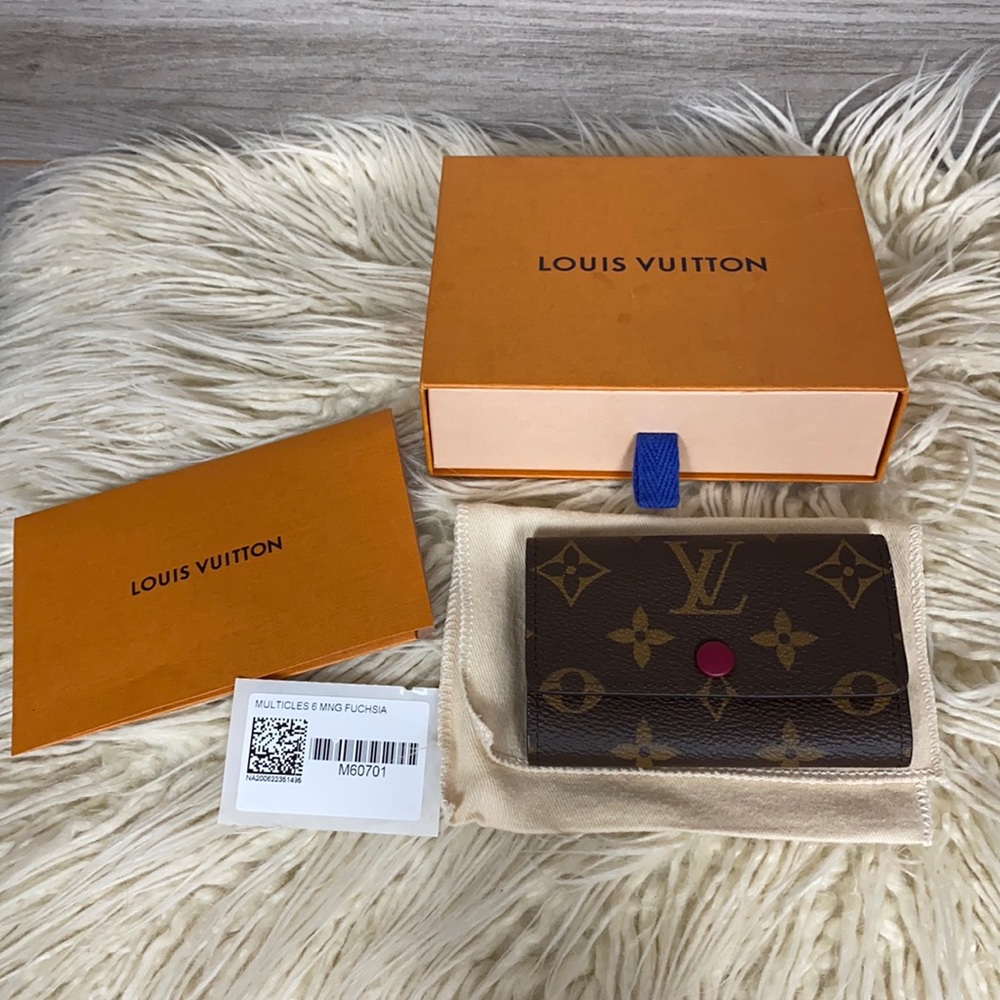 louid vuitton 6 key holder monogram fushsia